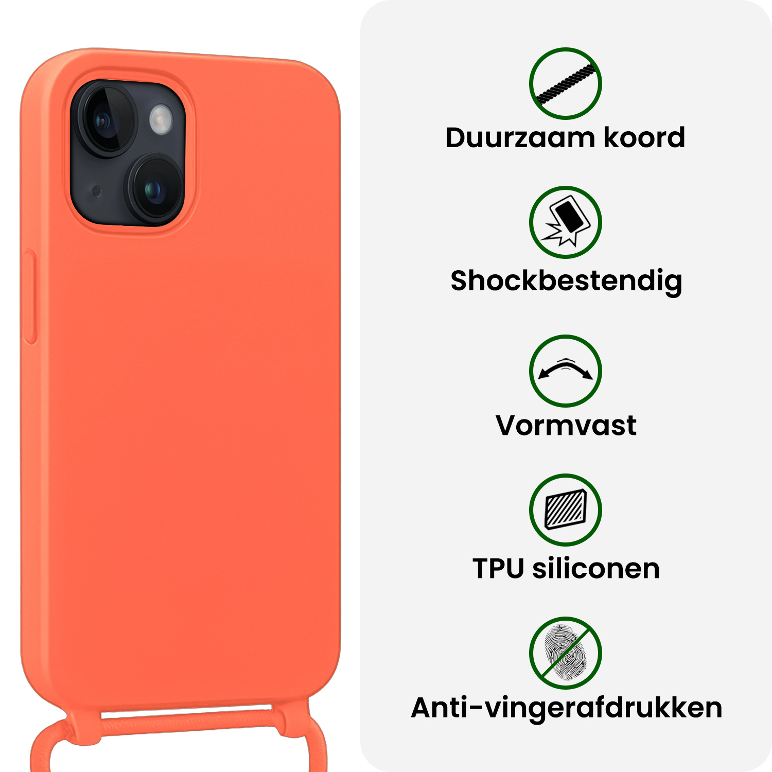 BASEY. BASEY. iPhone 13 Mini Hoesje Met Koord Met Screenprotector - Papaya