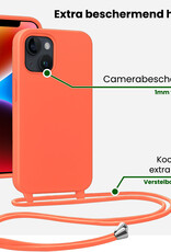 BASEY. BASEY. iPhone 13 Mini Hoesje Met Koord Met 2x Screenprotector - Papaya