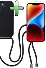 BASEY. BASEY. iPhone 13 Mini Hoesje Met Koord Met Screenprotector - Zwart