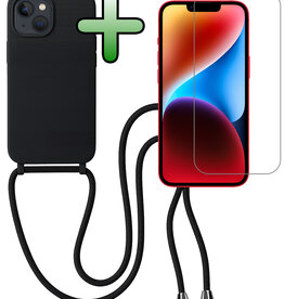 BASEY. BASEY. iPhone 13 Mini Hoesje Met Koord Met Screenprotector - Zwart
