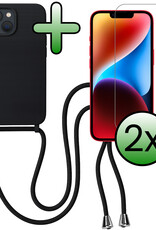 BASEY. BASEY. iPhone 13 Mini Hoesje Met Koord Met 2x Screenprotector - Zwart