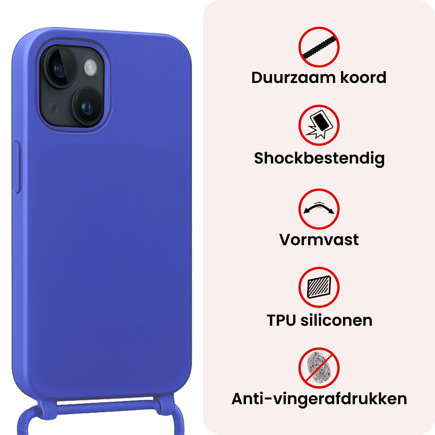 NoXx NoXx iPhone 13 Mini Hoesje Met Koord - Fel Blauw - 2 PACK
