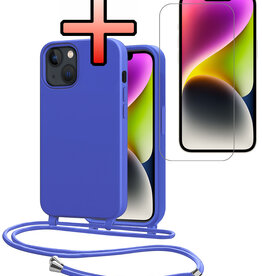 NoXx NoXx iPhone 13 Mini Hoesje Met Koord Met Screenprotector - Fel Blauw