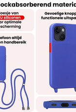 NoXx NoXx iPhone 13 Mini Hoesje Met Koord Met 2x Screenprotector - Fel Blauw