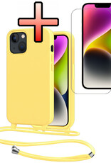 NoXx NoXx iPhone 13 Mini Hoesje Met Koord Met Screenprotector - Geel