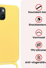 NoXx NoXx iPhone 13 Mini Hoesje Met Koord Met 2x Screenprotector - Geel