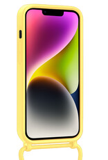 NoXx NoXx iPhone 13 Mini Hoesje Met Koord Met 2x Screenprotector - Geel