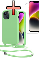 NoXx NoXx iPhone 13 Mini Hoesje Met Koord Met Screenprotector - Groen