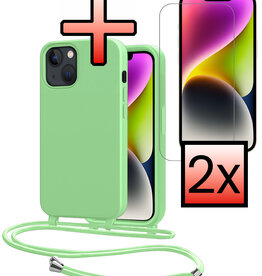 NoXx NoXx iPhone 13 Mini Hoesje Met Koord Met 2x Screenprotector - Groen