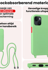 NoXx NoXx iPhone 13 Mini Hoesje Met Koord Met 2x Screenprotector - Groen
