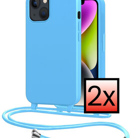 NoXx NoXx iPhone 13 Mini Hoesje Met Koord - Lichtblauw - 2 PACK