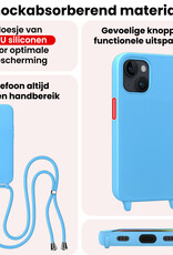 NoXx NoXx iPhone 13 Mini Hoesje Met Koord Met Screenprotector - Lichtblauw