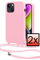 NoXx NoXx iPhone 13 Mini Hoesje Met Koord - Lichtroze - 2 PACK