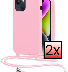 NoXx NoXx iPhone 13 Mini Hoesje Met Koord - Lichtroze - 2 PACK