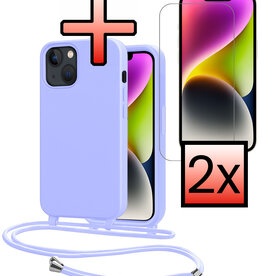 NoXx NoXx iPhone 13 Mini Hoesje Met Koord Met 2x Screenprotector - Lila