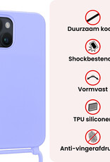 NoXx NoXx iPhone 13 Mini Hoesje Met Koord Met 2x Screenprotector - Lila