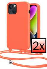 NoXx NoXx iPhone 13 Mini Hoesje Met Koord - Papaya - 2 PACK