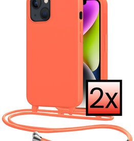 NoXx NoXx iPhone 13 Mini Hoesje Met Koord - Papaya - 2 PACK