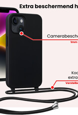 NoXx NoXx iPhone 13 Mini Hoesje Met Koord Met 2x Screenprotector - Zwart