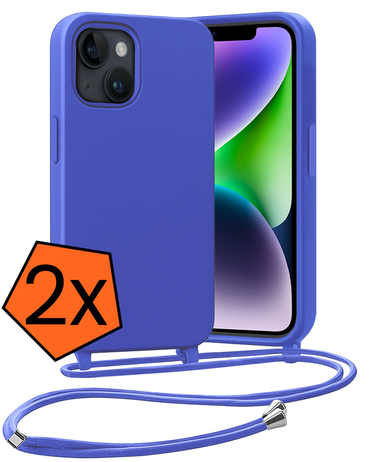 Nomfy Nomfy iPhone 13 Mini Hoesje Met Koord - Fel Blauw - 2 PACK