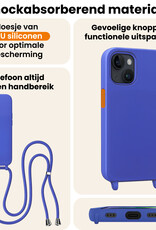 Nomfy Nomfy iPhone 13 Mini Hoesje Met Koord - Fel Blauw - 2 PACK