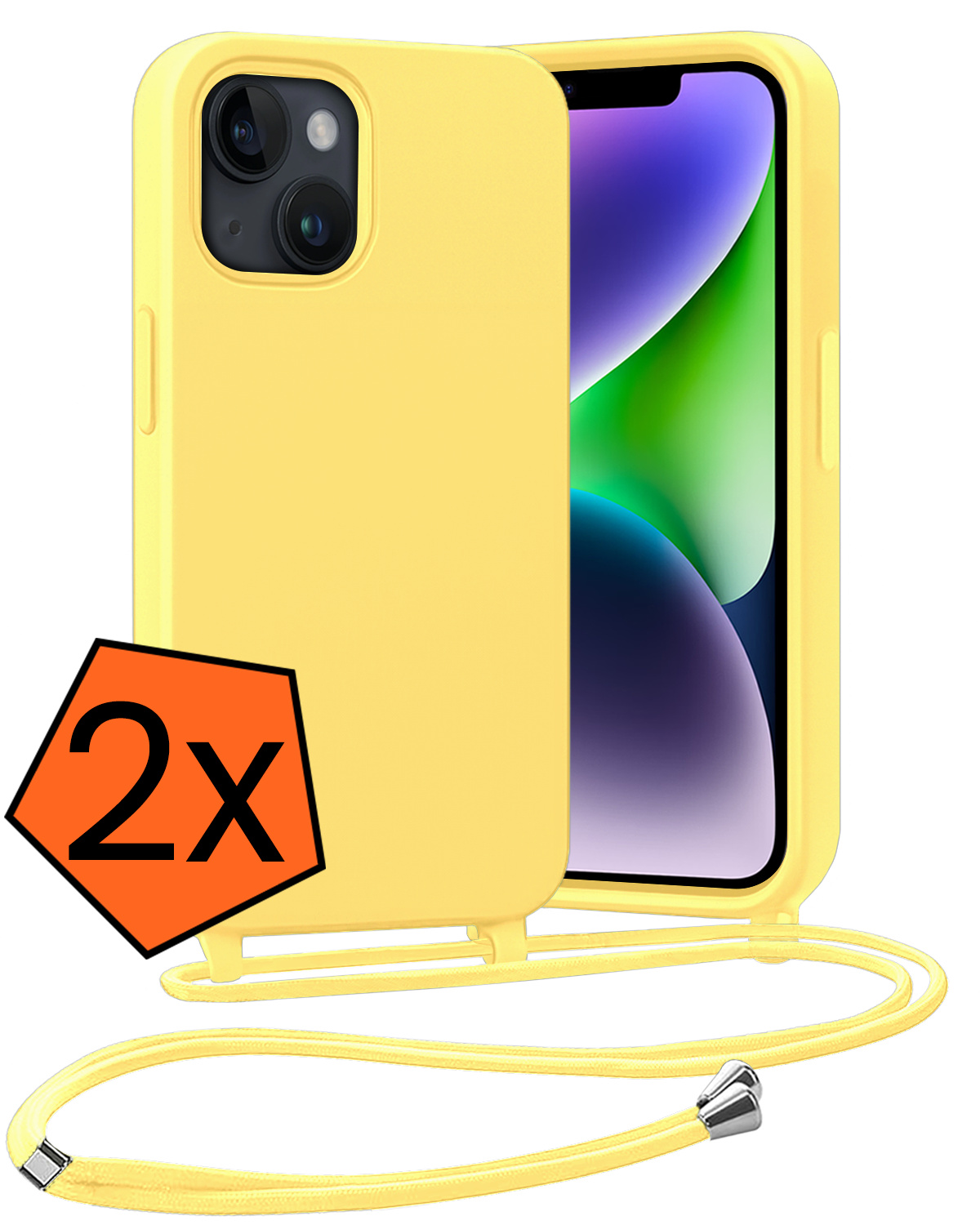 Nomfy Nomfy iPhone 13 Mini Hoesje Met Koord - Geel - 2 PACK