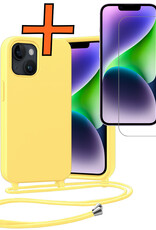 Nomfy Nomfy iPhone 13 Mini Hoesje Met Koord Met Screenprotector - Geel