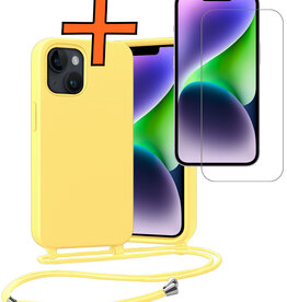 Nomfy Nomfy iPhone 13 Mini Hoesje Met Koord Met Screenprotector - Geel