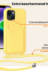 Nomfy Nomfy iPhone 13 Mini Hoesje Met Koord Met 2x Screenprotector - Geel