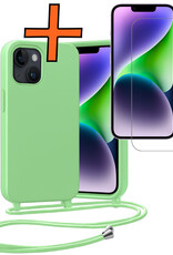 Nomfy Nomfy iPhone 13 Mini Hoesje Met Koord Met Screenprotector - Groen