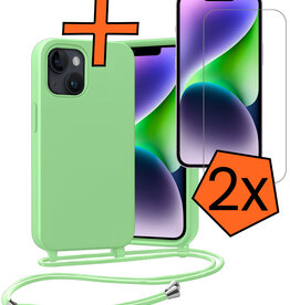 Nomfy Nomfy iPhone 13 Mini Hoesje Met Koord Met 2x Screenprotector - Groen
