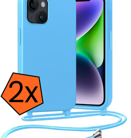 Nomfy Nomfy iPhone 13 Mini Hoesje Met Koord - Lichtblauw - 2 PACK