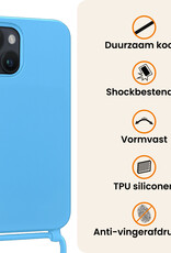 Nomfy Nomfy iPhone 13 Mini Hoesje Met Koord Met 2x Screenprotector - Lichtblauw