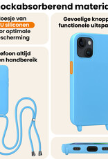 Nomfy Nomfy iPhone 13 Mini Hoesje Met Koord Met 2x Screenprotector - Lichtblauw