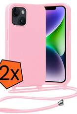 Nomfy Nomfy iPhone 13 Mini Hoesje Met Koord - Lichtroze - 2 PACK