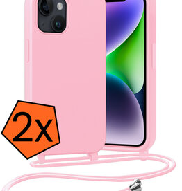 Nomfy Nomfy iPhone 13 Mini Hoesje Met Koord - Lichtroze - 2 PACK