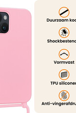 Nomfy Nomfy iPhone 13 Mini Hoesje Met Koord - Lichtroze - 2 PACK
