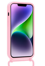 Nomfy Nomfy iPhone 13 Mini Hoesje Met Koord Met 2x Screenprotector - Lichtroze