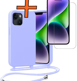 Nomfy Nomfy iPhone 13 Mini Hoesje Met Koord Met Screenprotector - Lila
