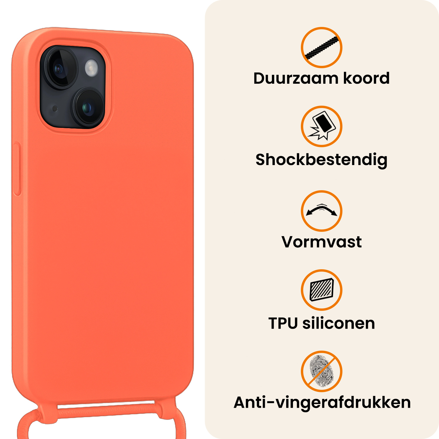 Nomfy Nomfy iPhone 13 Mini Hoesje Met Koord - Papaya