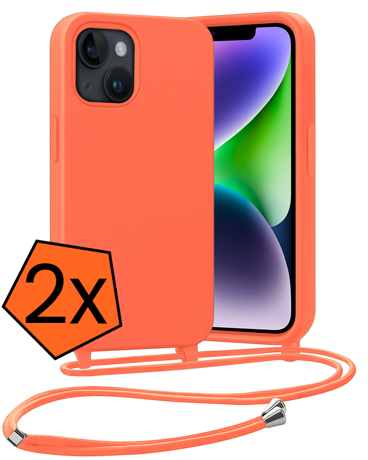 Nomfy Nomfy iPhone 13 Mini Hoesje Met Koord - Papaya - 2 PACK