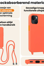 Nomfy Nomfy iPhone 13 Mini Hoesje Met Koord Met Screenprotector - Papaya