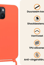 Nomfy Nomfy iPhone 13 Mini Hoesje Met Koord Met 2x Screenprotector - Papaya