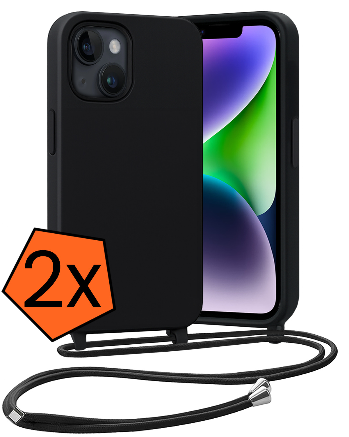 Nomfy Nomfy iPhone 13 Mini Hoesje Met Koord - Zwart - 2 PACK