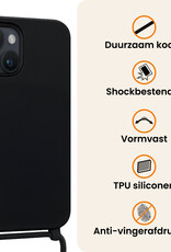 Nomfy Nomfy iPhone 13 Mini Hoesje Met Koord Met 2x Screenprotector - Zwart