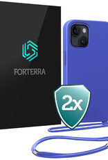 Forterra Forterra iPhone 13 Mini Hoesje Met Koord - Fel Blauw - 2 PACK
