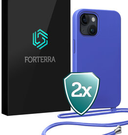 Forterra Forterra iPhone 13 Mini Hoesje Met Koord - Fel Blauw - 2 PACK