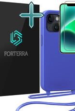 Forterra Forterra iPhone 13 Mini Hoesje Met Koord Met Screenprotector - Fel Blauw