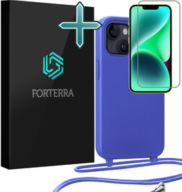 Forterra Forterra iPhone 13 Mini Hoesje Met Koord Met Screenprotector - Fel Blauw
