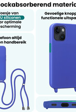 Forterra Forterra iPhone 13 Mini Hoesje Met Koord Met Screenprotector - Fel Blauw